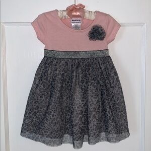 Blueberi Boulevard Pink & Gray Leopard Dress 18M EUC